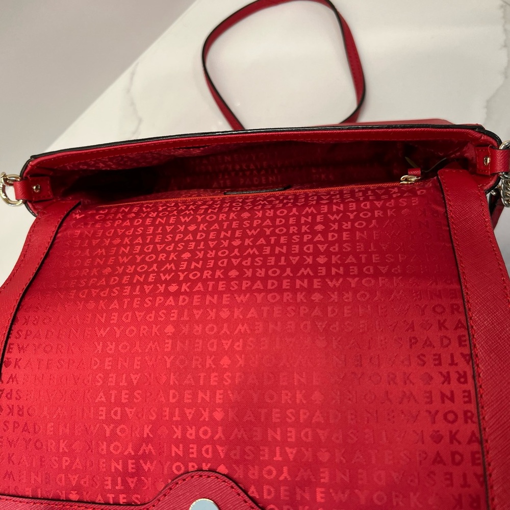 kate spade Red Crossbody Shoulder Bag with Gold Chain - Picture 3 of 3